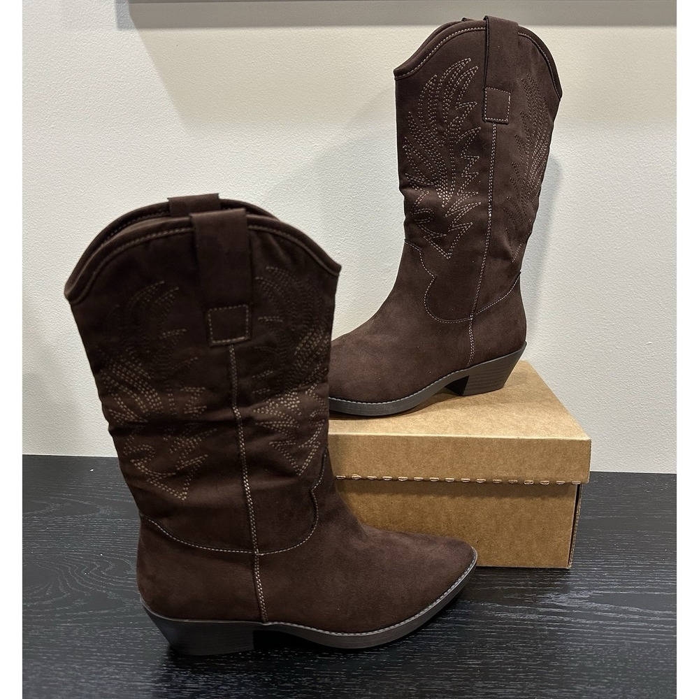 Style & Co Women's Mocha Brown Miyyaa Cowboy Comfort Soft Cowboy‎ Boots 7M NEW